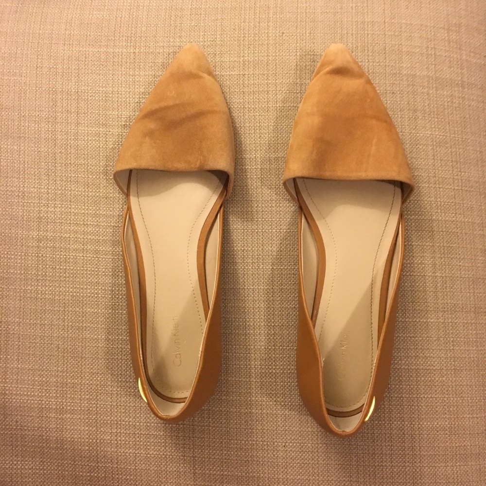 Calvin Klein suede & leather d’orsay flats sz 12